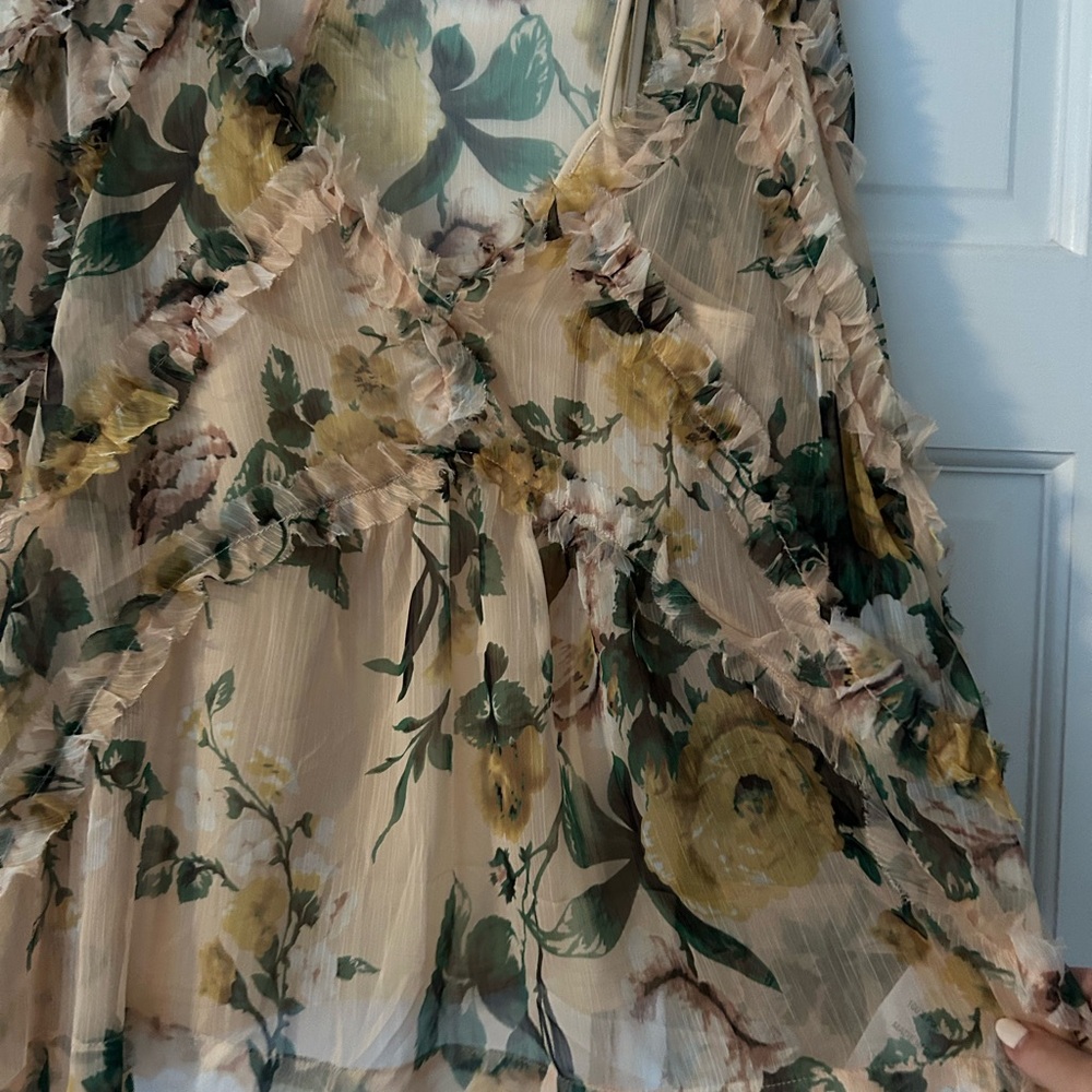 OPT Fall Floral Sheer Ruffle Top - Picture 4 of 4